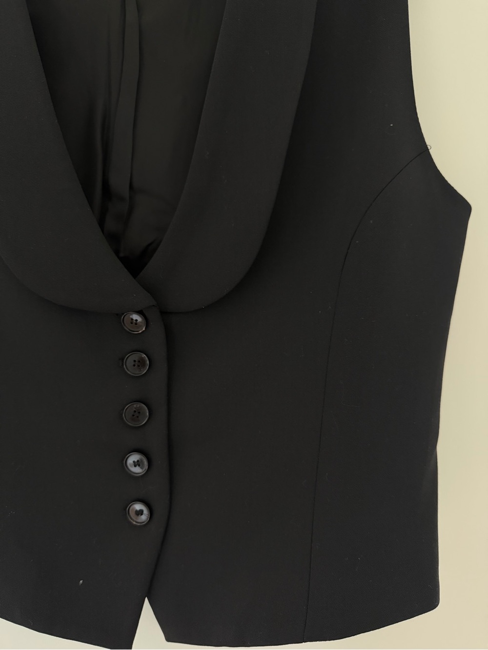 Zara Black Wool-Blend Tuxedo Collar Vest - Picture 3 of 4